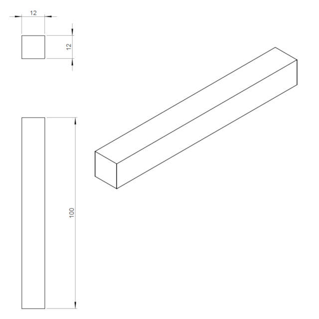 Shaft extension 12 x 12 x 100