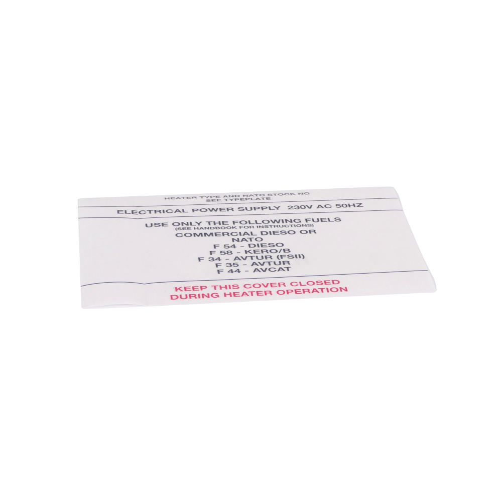 Plastikaufkleber, Schild, Brennstoff VA-M (EN)